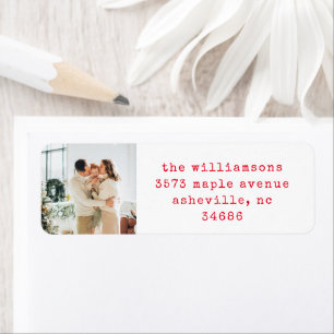 Simple Retro Red Typewriter Photo Return Address