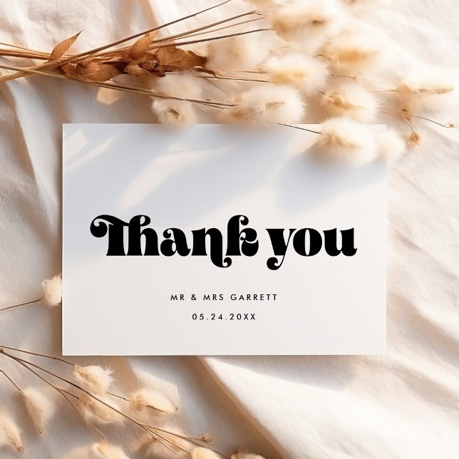 Simple retro script wedding Thank You card (Creator Uploaded)