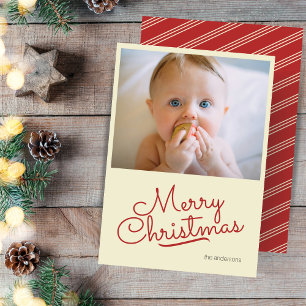 Simple Retro Single Photo Christmas  Holiday Card