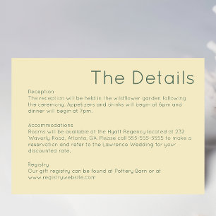 Simple Retro Straw Yellow Wedding Enclosure Card