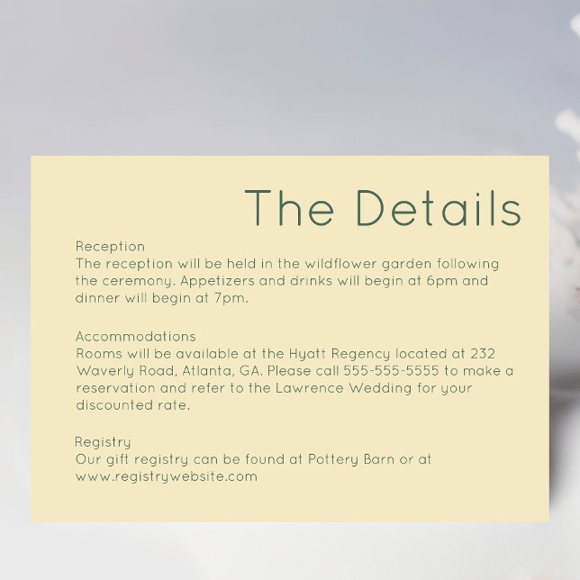 Simple Retro Straw Yellow Wedding Enclosure Card (Creator Uploaded)