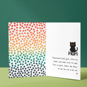 Simple Retro Sunset Cat Paws Funny Black Cat Mum Card