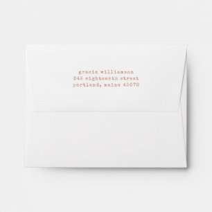 Simple Retro Typewriter Terracotta Return Address Envelope