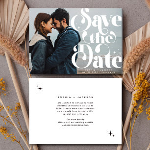 Simple Retro Typography Save the Date Photo Announcement