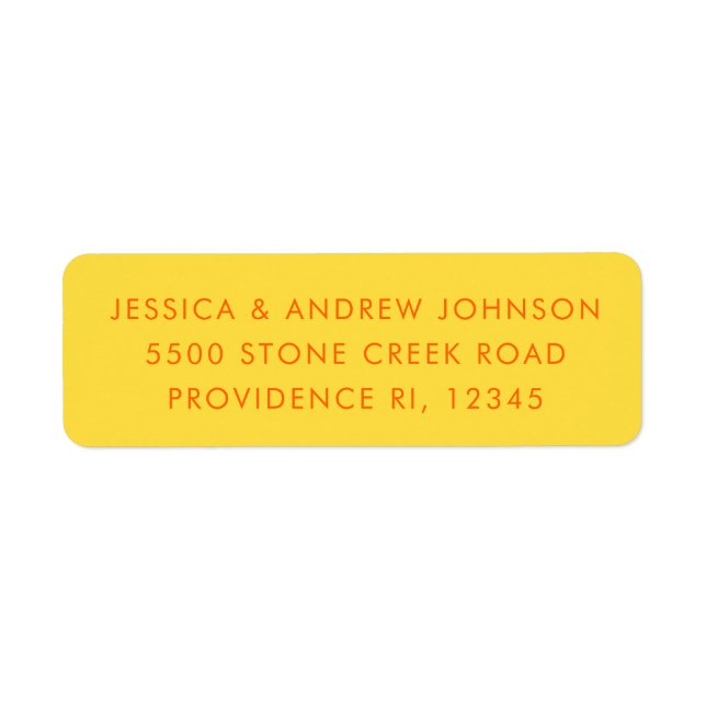 Simple Retro Unique Orange Yellow Return Address  (Front)