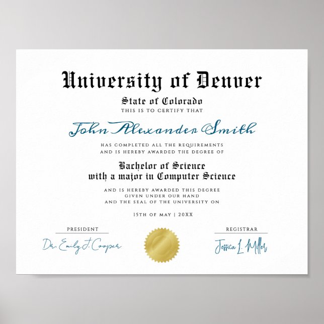 Simple Retro University Graduate Certificate Typo Poster (Front)
