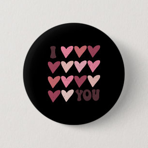 Simple Retro Valentines Day Hearts Pink Modern T S 6 Cm Round Badge