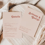 Simple Retro Vibes | Blush Pink All In One Wedding Invitation<br><div class="desc">This simple retro vibes | blush pink all in one wedding invitation is perfect for your classic funky vintage earth tones wedding. The design features a minimalist hippie rustic boho font. The neutral southwest desert colour palette and earthy bohemian mid-century lettering combine for a perfect, minimal modern western destination design....</div>