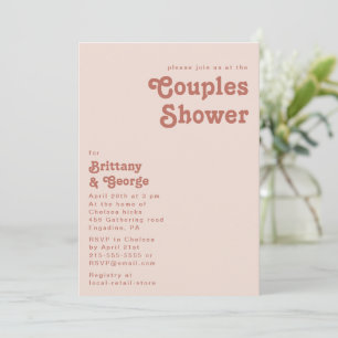 Simple Retro Vibes Blush Pink Couples Shower Invitation