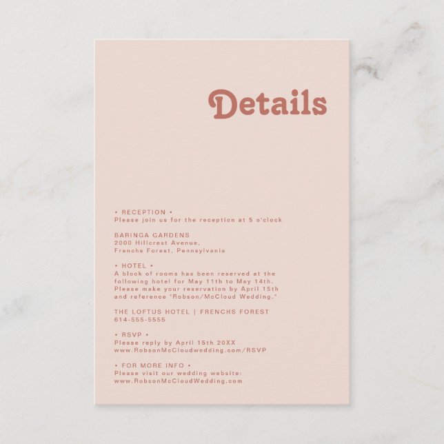 Simple Retro Vibes | Blush Pink Details Enclosure Card (Front)