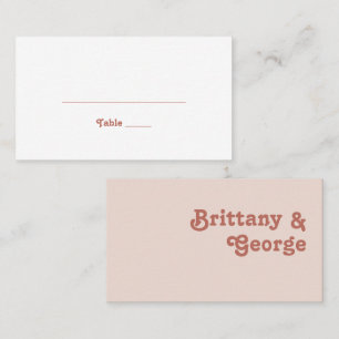 Simple Retro Vibes   Blush Pink Flat Wedding Place Card
