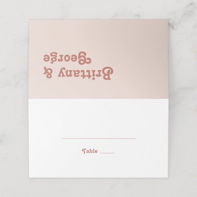 Simple Retro Vibes | Blush Pink Folded Place Card (Outside Unfolded)