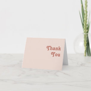 Simple Retro Vibes   Blush Pink Folded Thank You Card