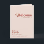 Simple Retro Vibes | Blush Pink Folded Wedding Programme<br><div class="desc">This simple retro vibes | blush pink folded wedding program is perfect for your classic funky vintage earth tones wedding. The design features a minimalist hippie rustic boho font. The neutral southwest desert colour palette and earthy bohemian mid-century lettering combine for a perfect, minimal modern western destination design. Feel free...</div>