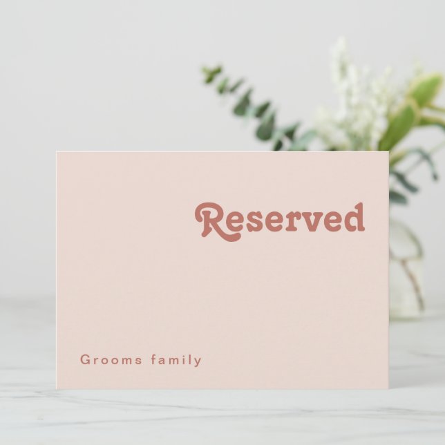 Simple Retro Vibes | Blush Pink Reserved Sign (Standing Front)