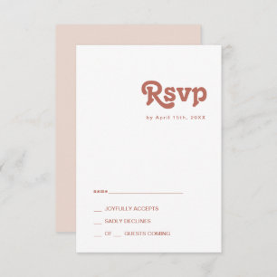 Simple Retro Vibes Blush Pink RSVP Card