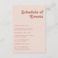 Simple Retro Vibes | Blush Pink Schedule of Events