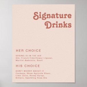 Simple Retro Vibes   Blush Pink Signature Drinks Poster
