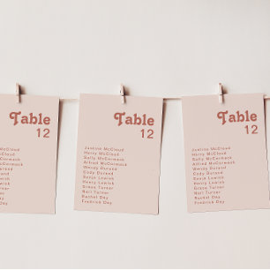 Simple Retro Vibes   Blush Pink Table Number Chart