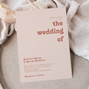 Simple Retro Vibes   Blush Pink The Wedding Of Invitation