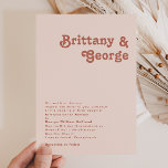 Simple Retro Vibes Blush Pink Traditional Wedding Invitation<br><div class="desc">This simple retro vibes | blush pink traditional wedding invitation is perfect for your classic funky vintage earth tones wedding. The design features a minimalist hippie rustic boho font. The neutral southwest desert colour palette and earthy bohemian mid-century lettering combine for a perfect, minimal modern western destination design. Feel free...</div>