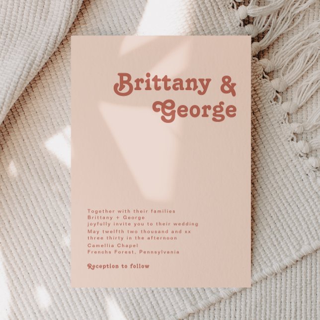 Simple Retro Vibes | Blush Pink Wedding Invitation (Creator Uploaded)