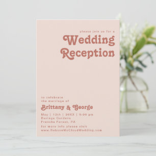 Simple Retro Vibes Blush Pink Wedding Reception Invitation
