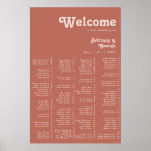 Simple Retro Vibes   Old Rose Alphabetical Seating Poster