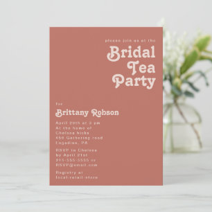 Simple Retro Vibes   Old Rose Bridal Tea Party Invitation