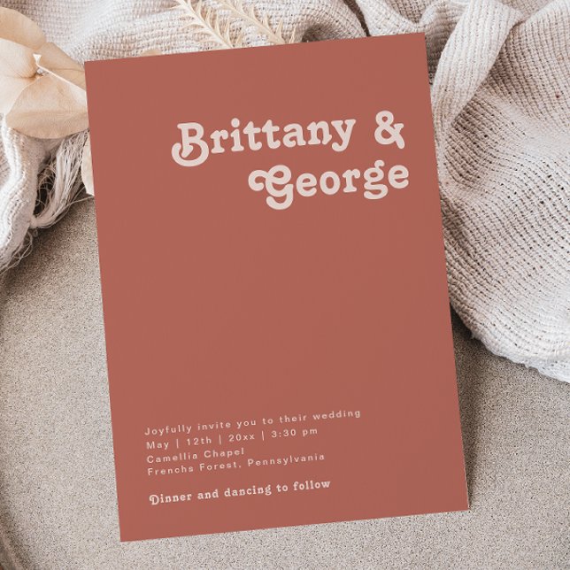 Simple Retro Vibes | Old Rose Casual Wedding Invitation (Creator Uploaded)