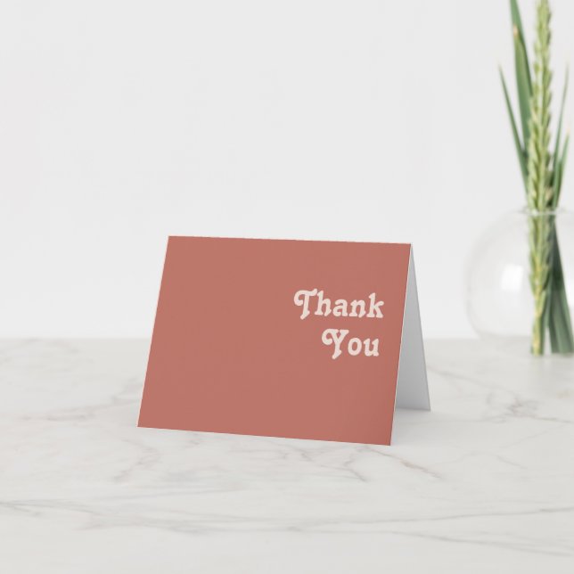 Simple Retro Vibes | Old Rose Folded Thank You Card (Front)