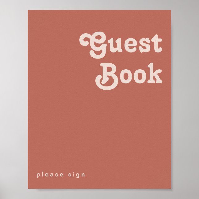 Simple Retro Vibes | Old Rose Guest Book Sign (Front)