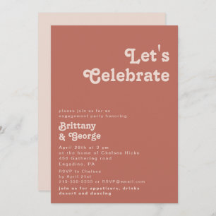 Simple Retro Vibes   Old Rose Let's Celebrate Invitation