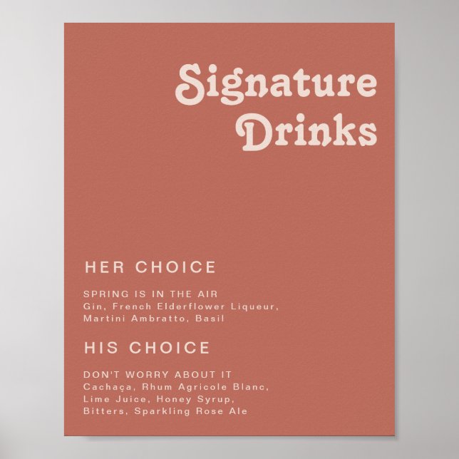 Simple Retro Vibes | Old Rose Signature Drinks Poster (Front)