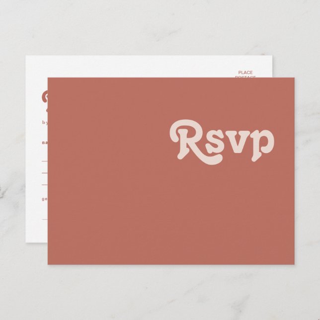 Simple Retro Vibes | Old Rose Song Request RSVP Postcard (Front/Back)
