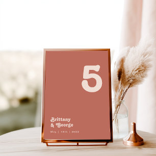 Simple Retro Vibes   Old Rose Table Number