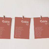 Simple Retro Vibes | Old Rose Table Number Chart