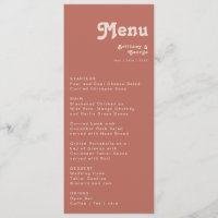 Simple Retro Vibes | Old Rose Wedding Dinner Menu