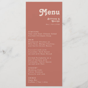 Simple Retro Vibes   Old Rose Wedding Dinner Menu