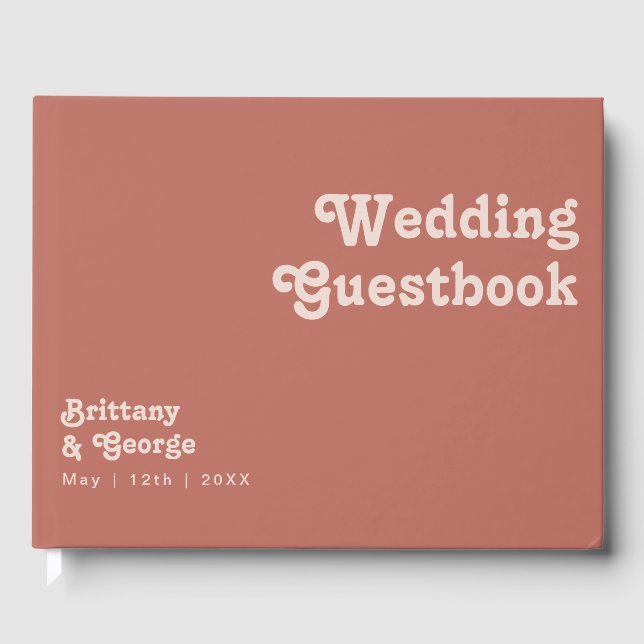 Simple Retro Vibes | Old Rose Wedding Guestbook (Front)