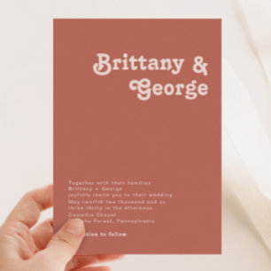 Simple Retro Vibes   Old Rose Wedding Invitation