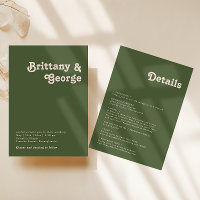 Simple Retro Vibes Olive Green All In One Wedding