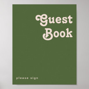 Simple Retro Vibes   Olive Green Guest Book Sign