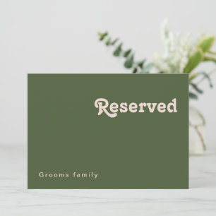 Simple Retro Vibes Olive Green Reserved Sign