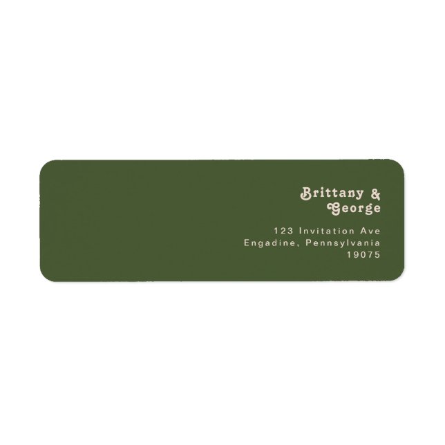 Simple Retro Vibes | Olive Green Return Address (Front)