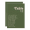 Simple Retro Vibes Olive Green Table Number Chart