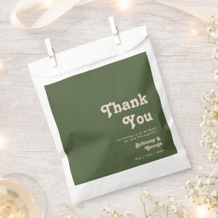 Simple Retro Vibes Olive Green Thank You Favour Bags