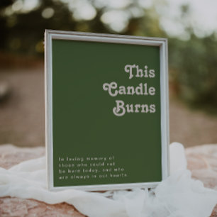 Simple Retro Vibes Olive Green This Candle Burns Poster