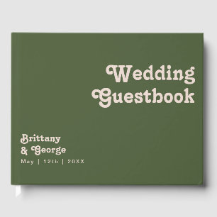 Simple Retro Vibes   Olive Green Wedding Guestbook
