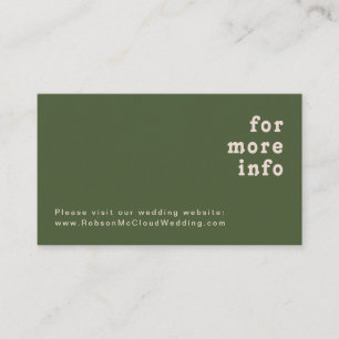 Simple Retro Vibes Olive Green Wedding Website Enclosure Card